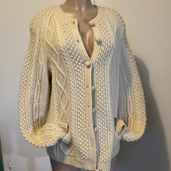 JOSEPH  F. HERON Hand Knitted 💯 % Wool   Womens SWEATER made in IRELAND - Picture 3 of 16